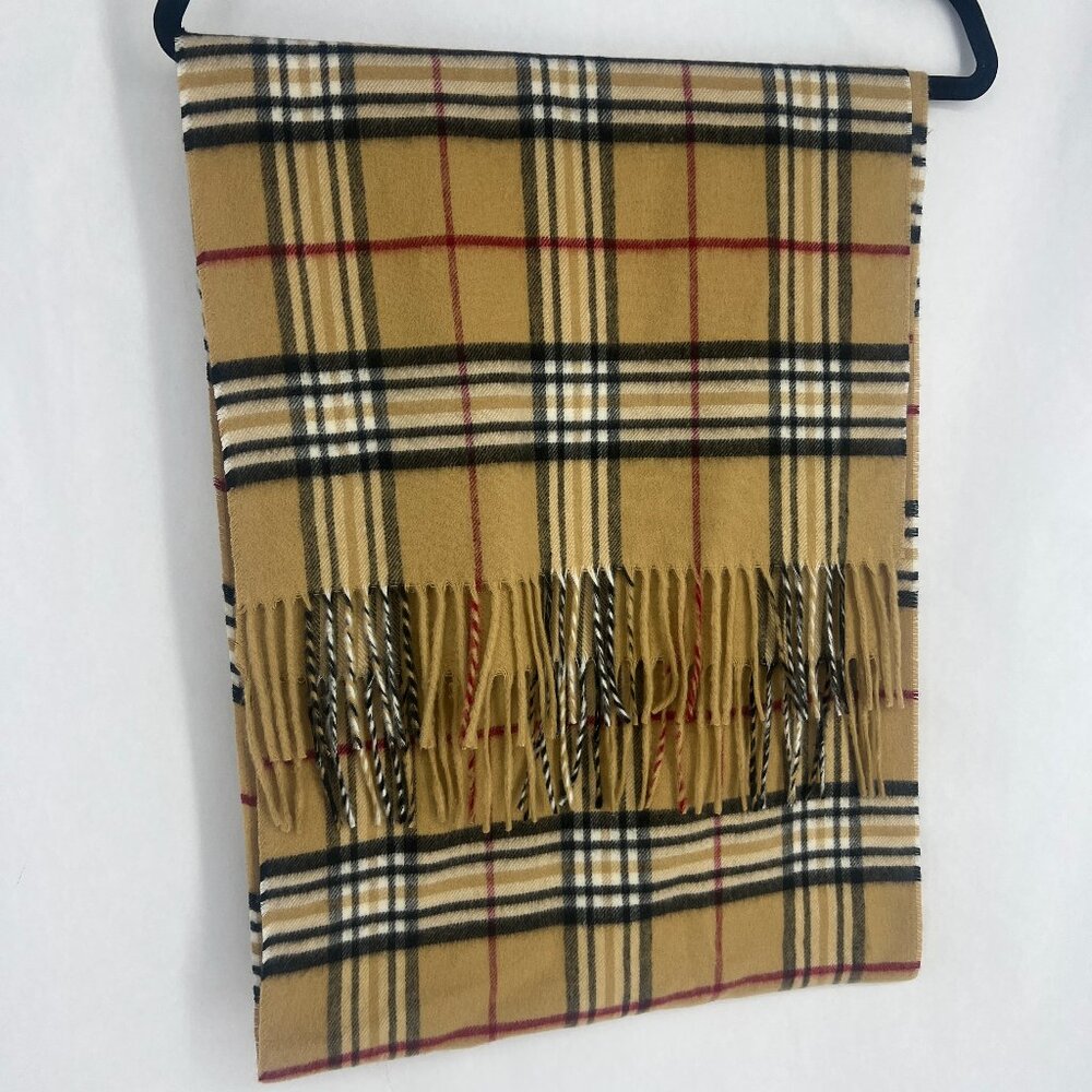 Fraas Scarf - Cashmink | Tan Plaid Scarf